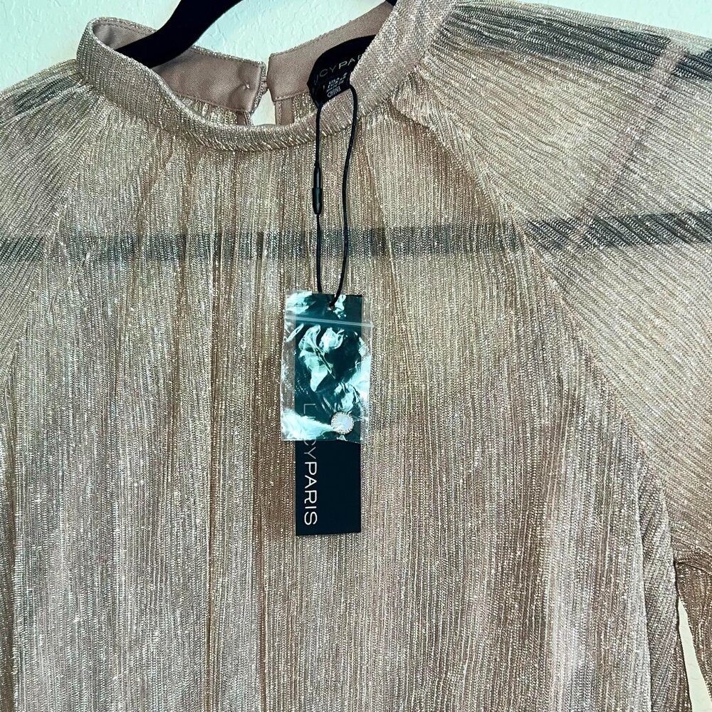 Lucy Paris Long Sleeve Mauve Sheer Top - Picture 2 of 3